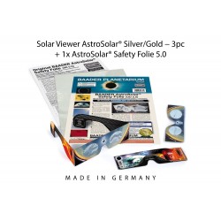 Ensemble: Feuille AstroSolar® A4 et 10 lunettes d'observation solaire